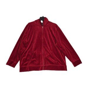 Lauren Ralph Lauren Women's Hoodie Size 2X Velour Full Zip Red (28)